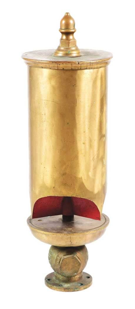 Bronze Crosby 12-inch, three-chime whistle standing 42" tall. Only a few dozen of these large whistles were produced by Crosby with few found today: $17,220.